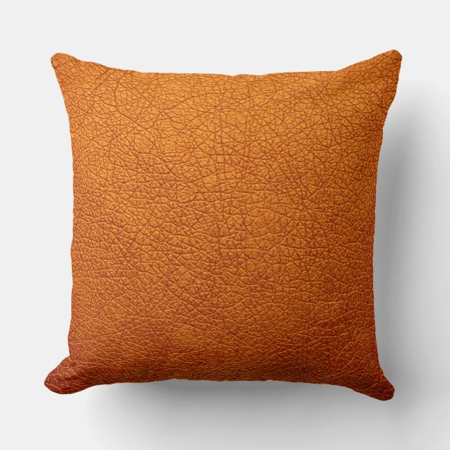Orange Elegant Leather Look Throw Pillow (Front)
