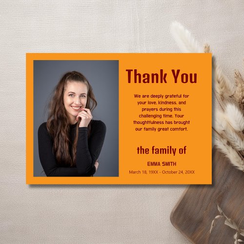 Orange Elegant Photo Funeral Sympathy