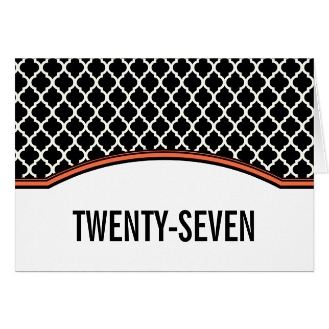 Orange Elegant Quatrefoil Table Number Card (Front Horizontal)