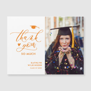 Orange Elegant Script Simple Graduation Thank You