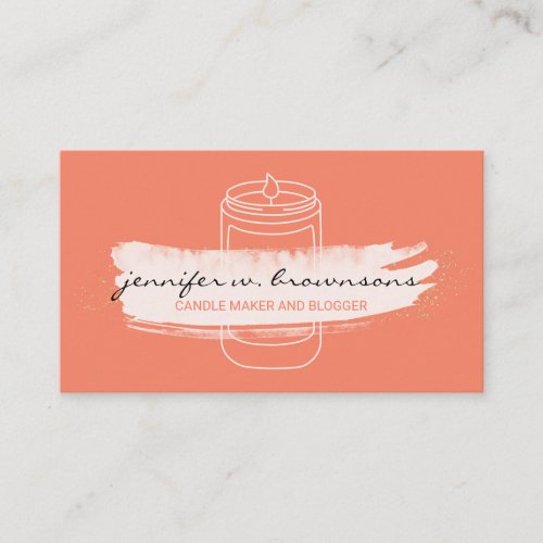 Orange elegant simple soy candle business card