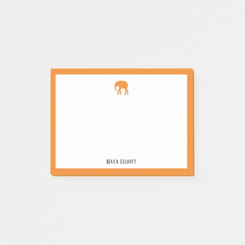Orange Elephant and Border on White with Name Post_it Notes