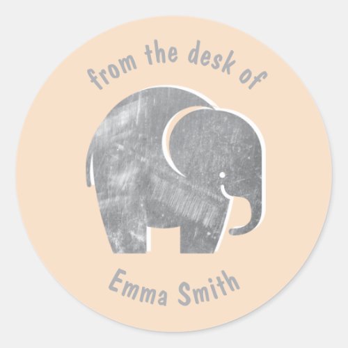 Orange Elephant Kids Personalized Classic Round Sticker