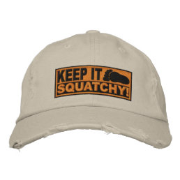 Orange *EMBROIDERED* Keep It Squatchy! - Bobo&#39;s Embroidered Baseball Cap