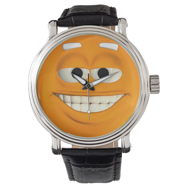 Orange Emoticon With White Teeth Watch (Front)