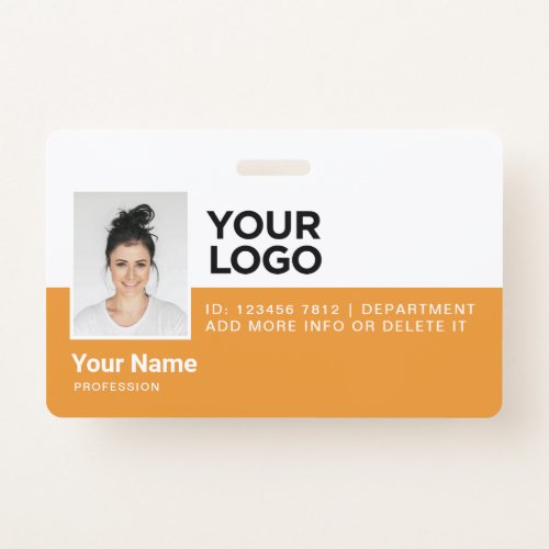 Orange Employee Modern Photo ID Security Badge
