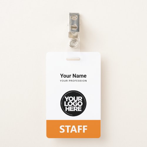 Orange Employee Name Business Logo Staff Tag Badge