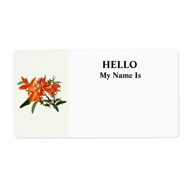 Orange Epidendrum Orchid Label (Front)