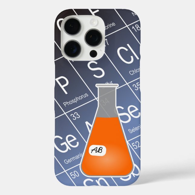 Orange Erlenmeyer Flask (with Initials) Chemistry Case-Mate iPhone Case (Back)