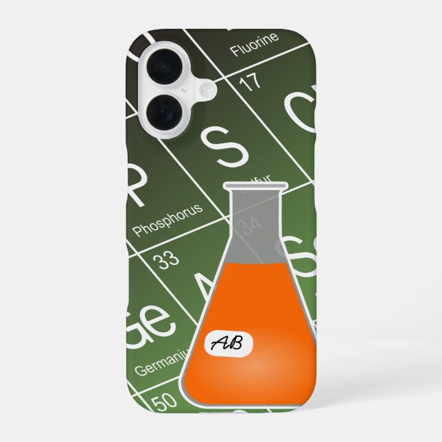 Orange Erlenmeyer Flask (with Initials) Chemistry Iphone Case (Back)
