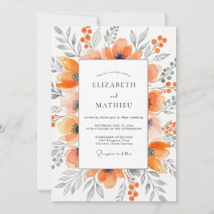Orange Ethereal Autumnal Wedding Invitation