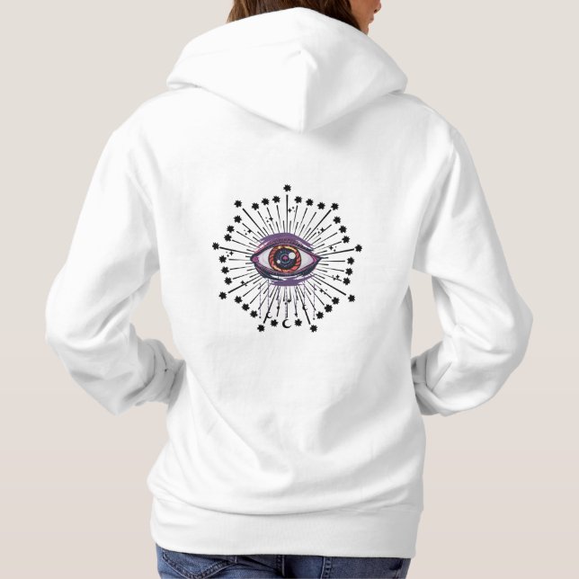 Orange Evil Eye Protection Trendy Oversized Hoodie (Back)