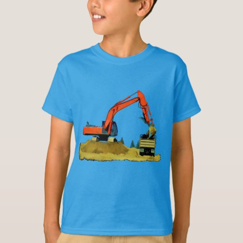 Orange Excavator and Yellow Dump_Truck T_Shirt
