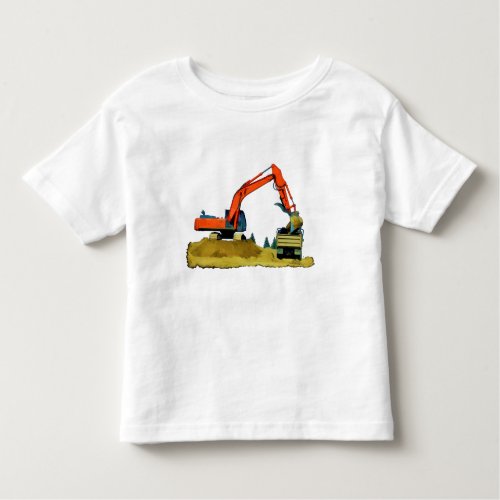 Orange Excavator and Yellow Dump_Truck Toddler T_shirt