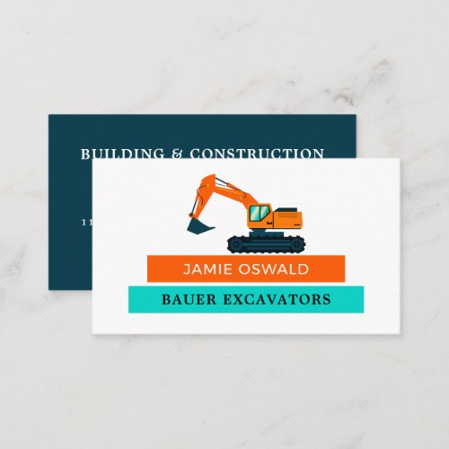 Orange Excavator Builders Business Card