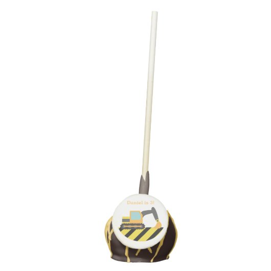 Orange Excavator Construction Theme Kids Party Cake Pops (Front)