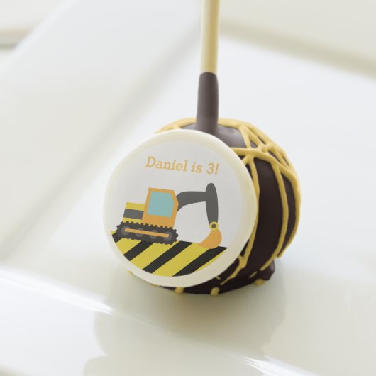 Orange Excavator Construction Theme Kids Party Cake Pops (Front Insitu)