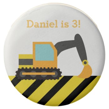 Orange Excavator Construction Theme Kids Party Chocolate Dipped Oreo by RustyDoodle at Zazzle