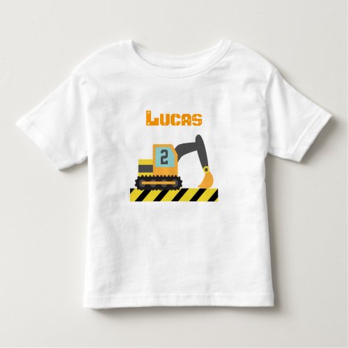 Orange Excavator Construction Vehicle 2 Year old Toddler T_shirt