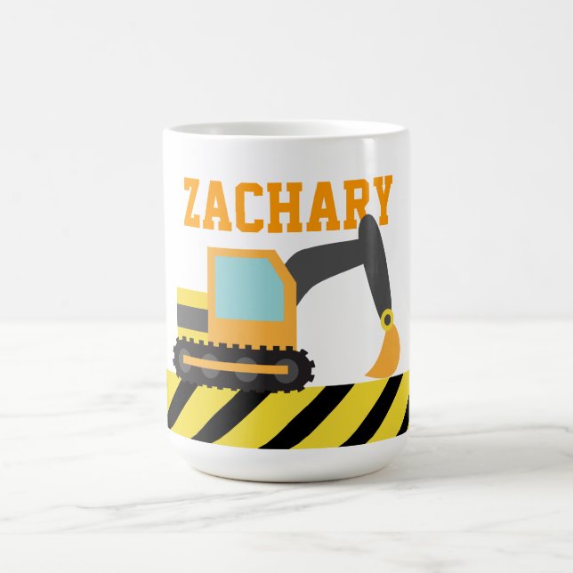 Orange Excavator, Construction Vehicle, For kids Coffee Mug (Center)