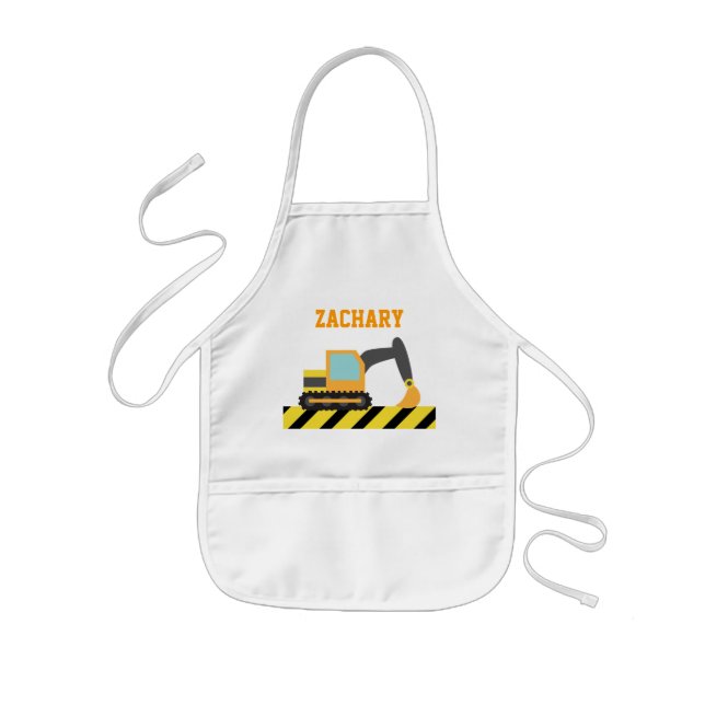 Orange Excavator, Construction Vehicle, For kids Kids' Apron (Front)
