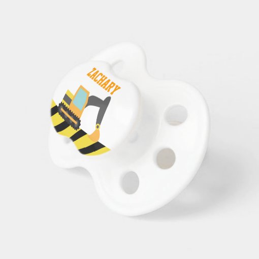 Orange Excavator, Construction Vehicle, For kids Pacifier | Zazzle