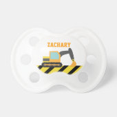 Orange Excavator, Construction Vehicle, For kids Pacifier (Front)