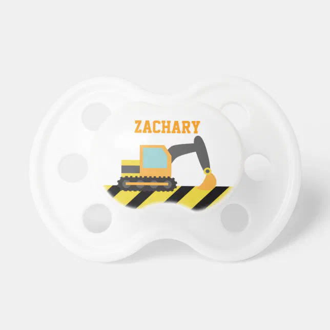 Orange Excavator, Construction Vehicle, For kids Pacifier | Zazzle