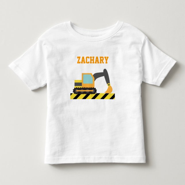 Orange Excavator, Construction Vehicle, For kids Toddler T-shirt (Front)