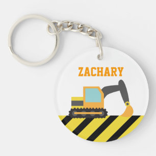 Orange Excavator, Construction Vehicles, for Kids Keychain