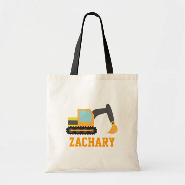 Orange Excavator, Construction Vehicles, for Kids Tote Bag (Front)