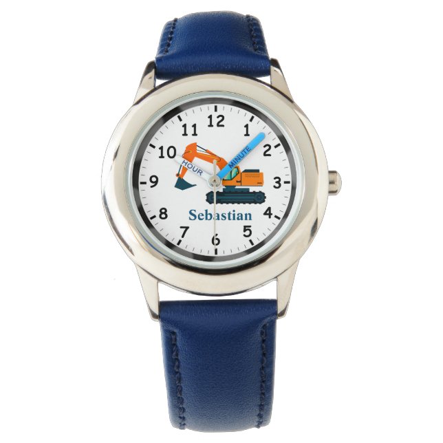 Orange Excavator Kids Watch Personalize Me! (Front)