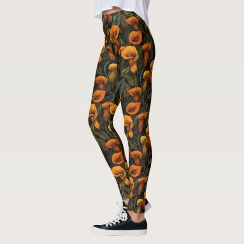Orange Exercise Calla lilies Inspired Graduation  Leggings
