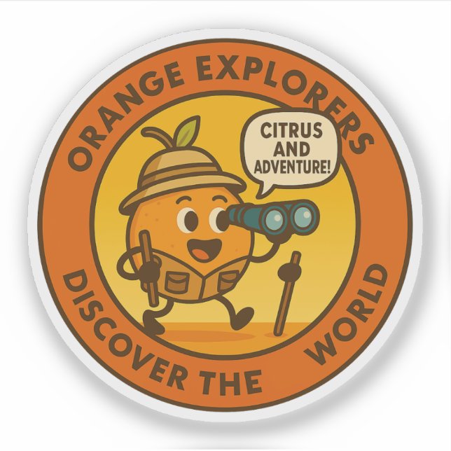 Orange Explorers Discover The World Sticker (Front)