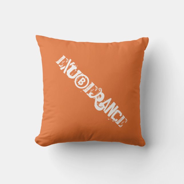 Orange Exuberance Distressed Typography Throw Pillow (Front)