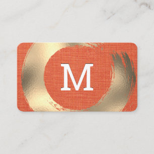 Orange Fabric Texture   Gold Brushed Business Card