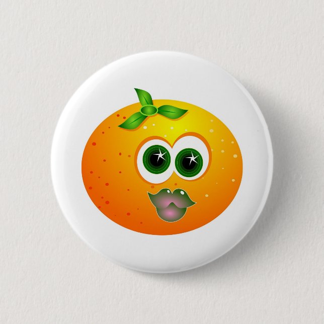 Orange Face Pinback Button (Front)