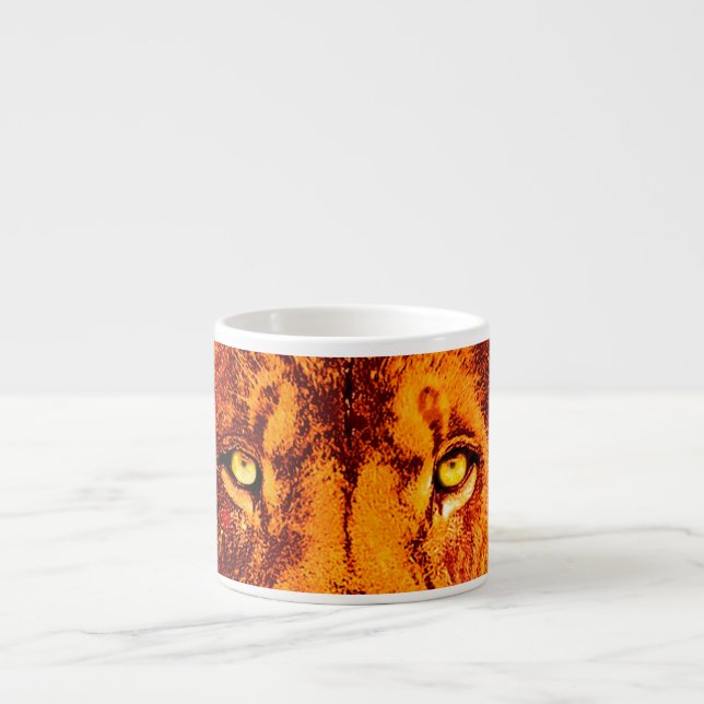 Orange Faced Lion with Flames Espresso Cup (Front)