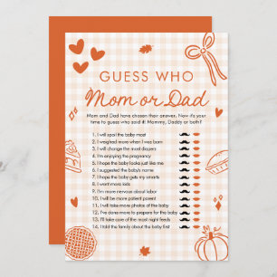 Orange Fall Cutie Pie Guess Who Mom or Dad Game Invitation
