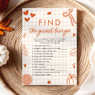 Orange Fall Find the Guest Bingo Baby Shower Game Invitation