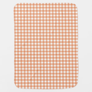 Orange Fall Gingham Grid Stripes Pattern Baby Blanket
