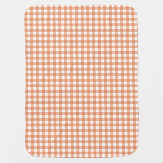 Orange Fall Gingham Grid Stripes Pattern Baby Blanket (Front)