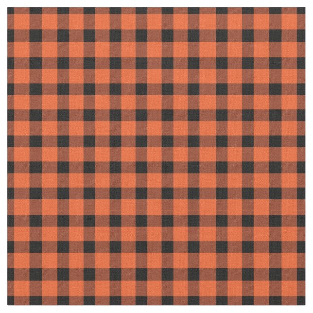 Orange Fall Green Buffalo Country Lumberjack Plaid Fabric (Close Up)