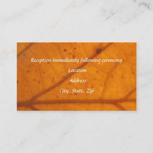 Customizable Orange Fall Leaf Reception Cards Business Card