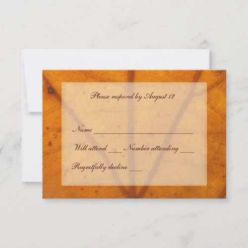 Orange Fall Leaf rsvp with envelope