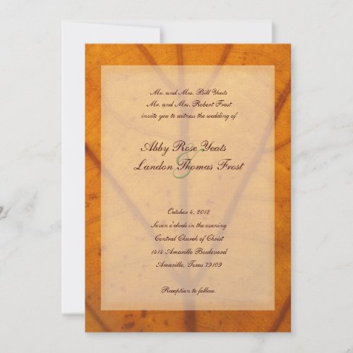 Orange Fall Leaf Wedding Invitation