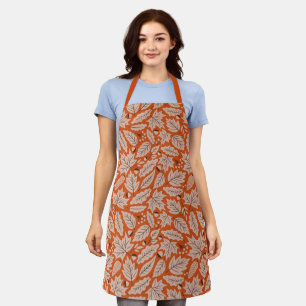 Orange Fall Leaves & Acorns Pattern Apron