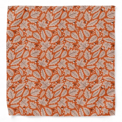 Orange Fall Leaves  Acorns Pattern Bandana