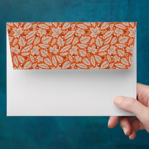 Orange Fall Leaves  Acorns Pattern Envelope