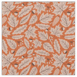 Orange Fall Leaves &amp; Acorns Pattern Fabric